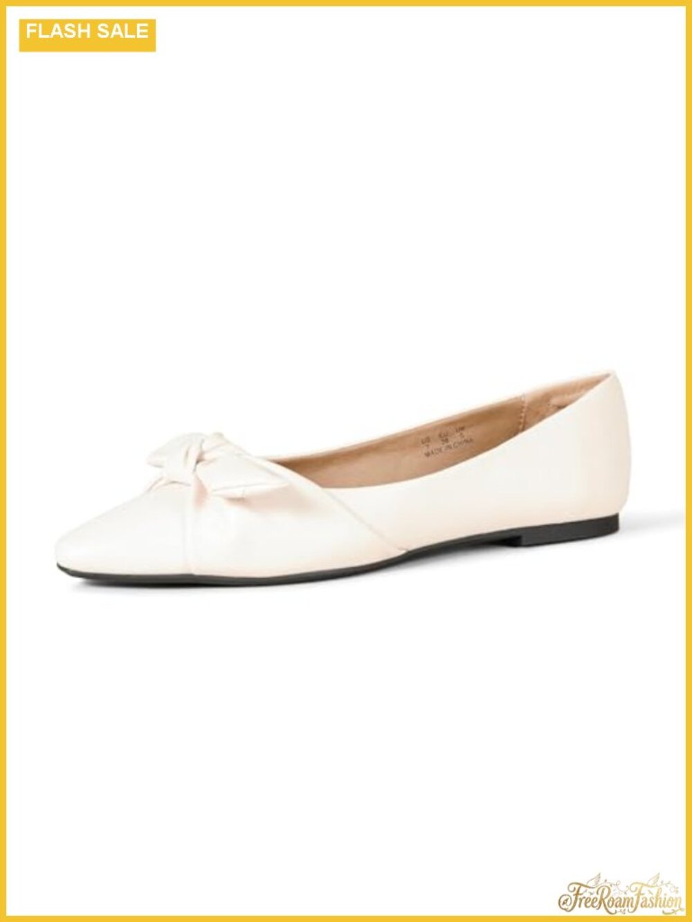 Faux Calfskin Pointed Toe Bow Ballet Flats Memory Foam